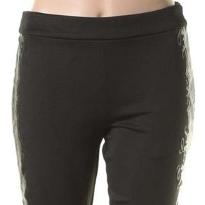 NWT Zara Black Faux Leather Trim Flat Front Skinny Pants S